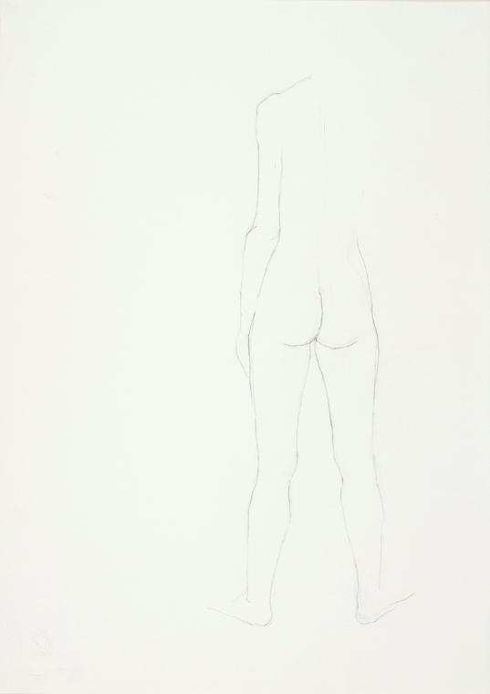 Josefine Sokole, Stehender Rückenakt, undatiert, Bleistift auf Papier, 44,1 x 31,5 cm, Belveder…