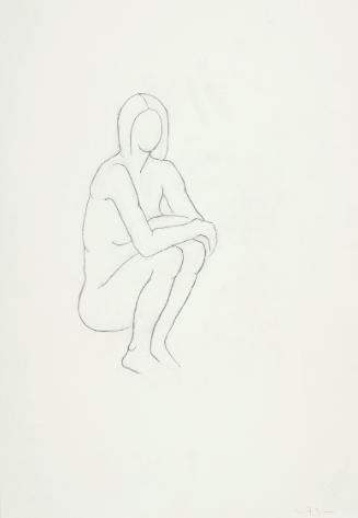 Josefine Sokole, Sitzender weiblicher Akt, 1973, Bleistift auf Papier, 44 × 30,8 cm, Belvedere,…