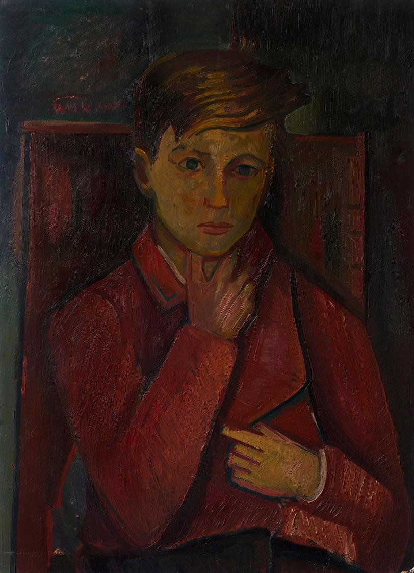 Walter André Königshofer, Knabenporträt (Lothar Blank), 1963, Öl auf Karton, 71 x 52 cm, Belved…