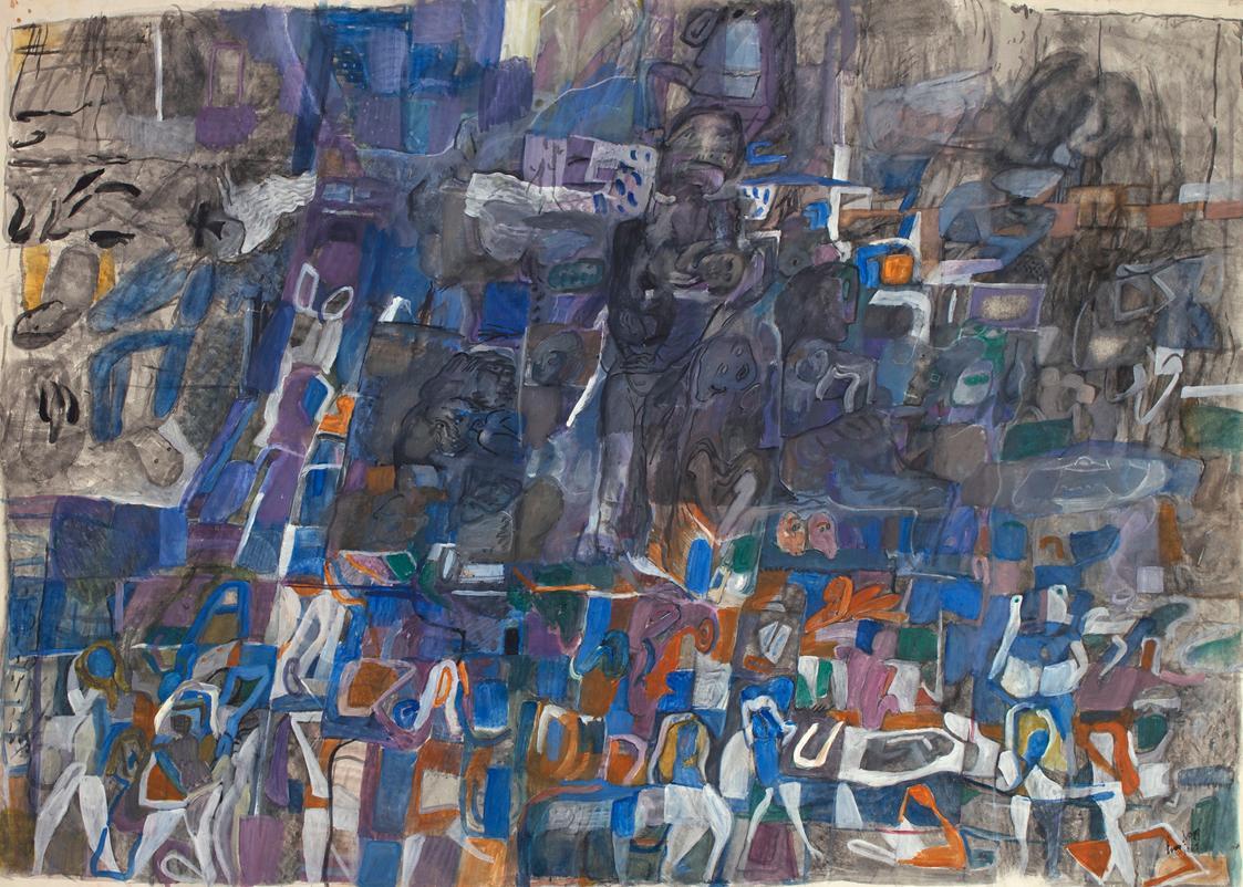 Éva Nagy, Komposition, 1969, Wasserfarben auf Papier, 60 x 83 cm, Belvedere, Wien, Inv.-Nr. 102 ...