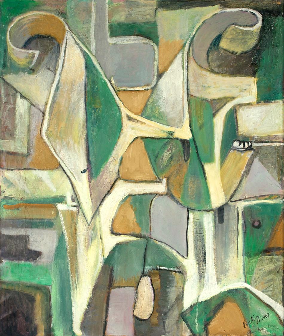 Éva Nagy, Komposition, 1967, Öl auf Leinwand, 70 × 59,8 cm, Belvedere, Wien, Inv.-Nr. 10225