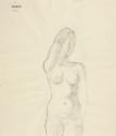Josefine Sokole, Aktstudie (recto), undatiert, Bleistift, Ölkreide laviert auf Papier, 27,6 x 2…
