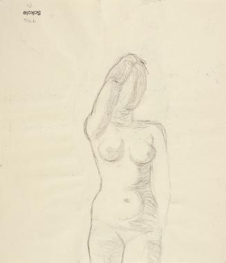 Josefine Sokole, Aktstudie (recto), undatiert, Bleistift, Ölkreide laviert auf Papier, 27,6 x 2…