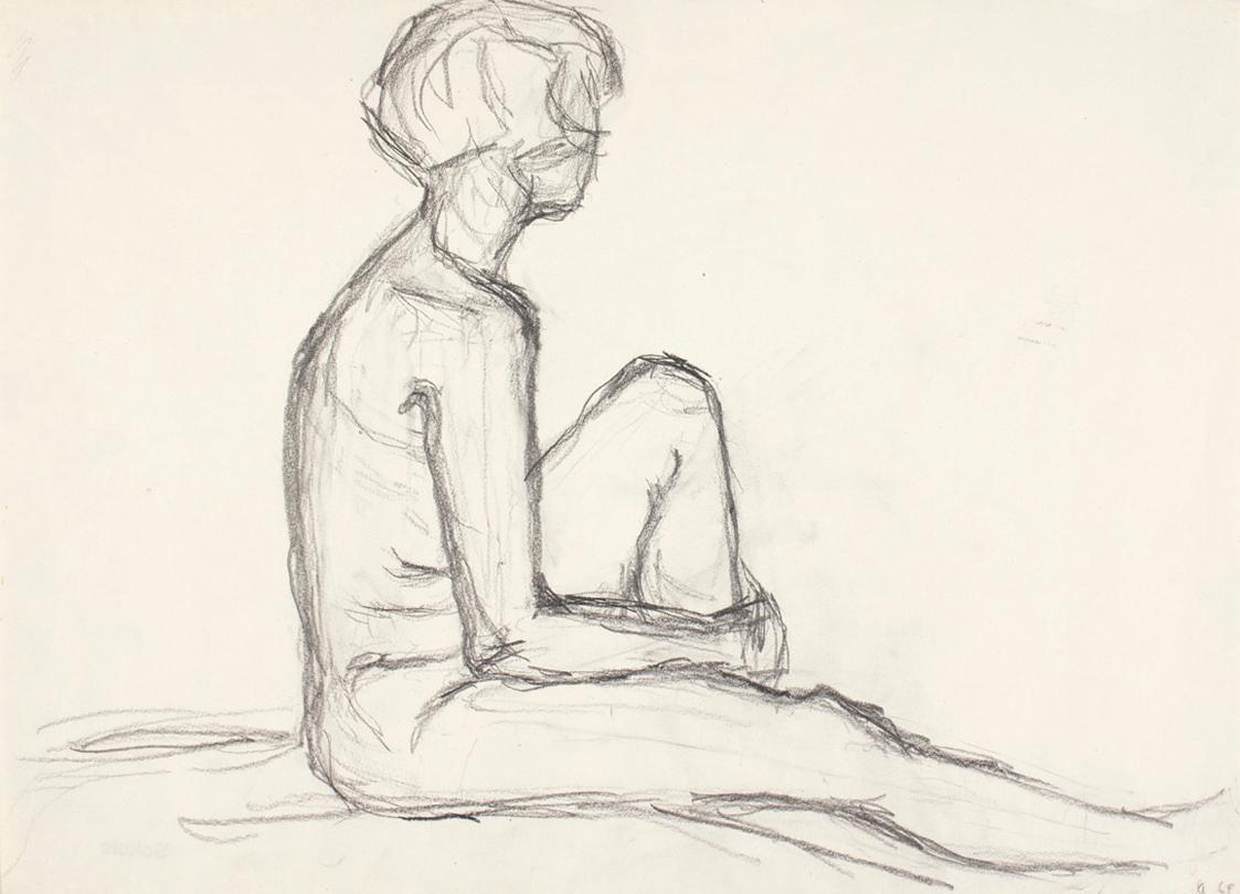 Josefine Sokole, Aktstudie, 1969, Bleistift auf Papier, 25 x 34,3 cm, Belvedere, Wien, Inv.-Nr.…