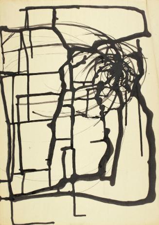Josefine Sokole, Ohne Titel, 1983, Tusche auf selbstklebendem Papier, 61 × 43,3 cm, Belvedere, …