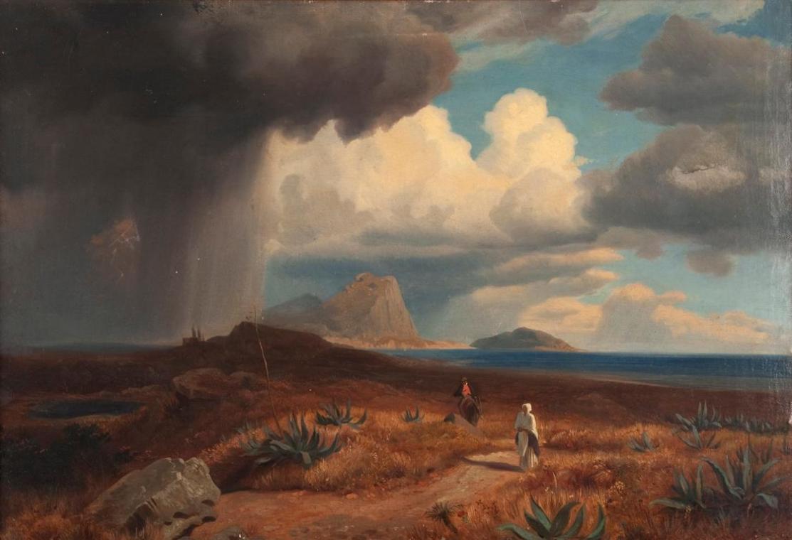 Hermann Freiherr von Königsbrun, Wolkenbruch mit Agaven, um 1860, Öl auf Leinwand, 51 x 74,5 cm…
