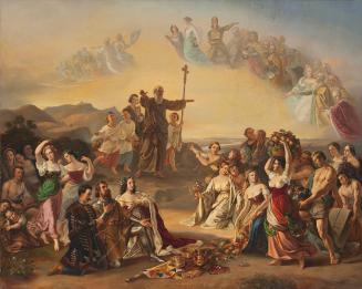 Gustav Dittenberger, Der heilige Severin segnet das Land Österreich, 1849, Öl auf Leinwand, 494…