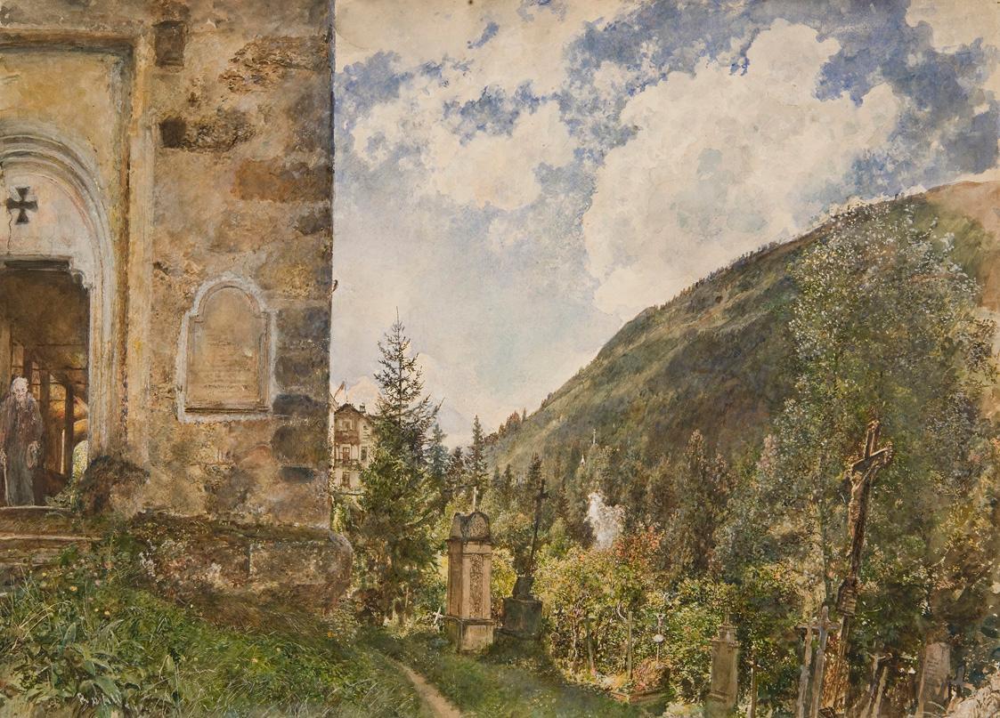 Rudolf von Alt, Der Friedhof in Gastein, 1889, Aquarell, Deckweiß auf Papier, 56,2 x 77,7 cm, B ...