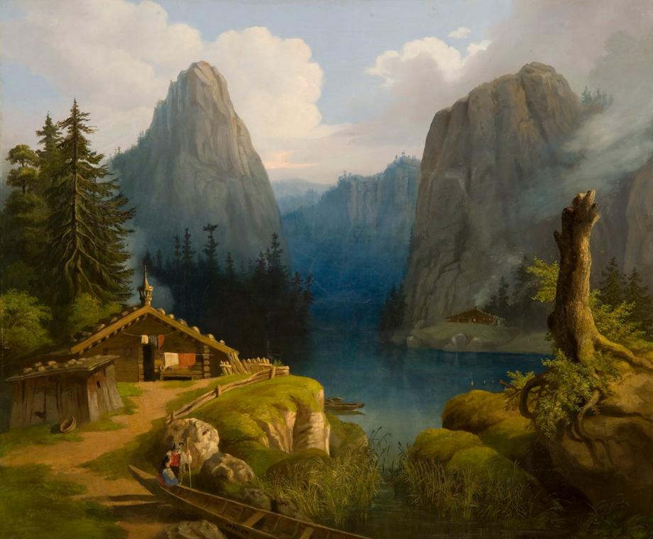 Ander, Gebirgslandschaft mit See, 1854, Öl auf Leinwand, 79,5 x 95,5 cm, Belvedere, Wien, Inv.-…