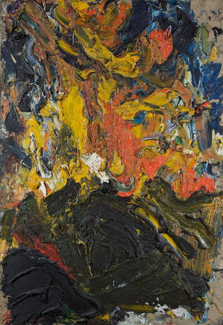 Franz Grabmayr, Feuerbild, 1987, Öl auf Leinwand, ungerahmt: 145 × 100 × 7 cm, Belvedere, Wien,…