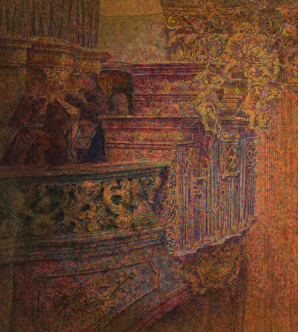 Leopold Blauensteiner, Kirche im Stift Melk, um 1907, Öl auf Karton, 60 x 56 cm, Belvedere, Wie…