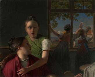 Johann Peter Krafft, Vier Mädchen in einem Zimmer, 1816-1819, Öl auf Papier auf Leinwand, 28,4 …
