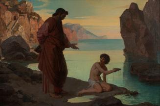 Karl Schönbrunner, Hl. Augustin mit Knaben am Meer, Öl auf Leinwand, 64 x 95 cm, Wien, Belveder…