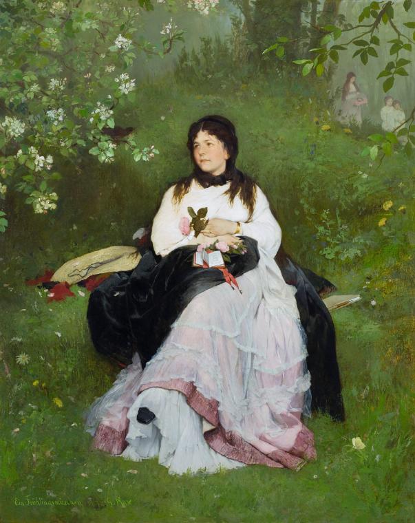Gabriel von Max, Ein Frühlingsmärchen, 1872, Öl auf Leinwand, 148 x 120 cm, Belvedere, Wien, In…