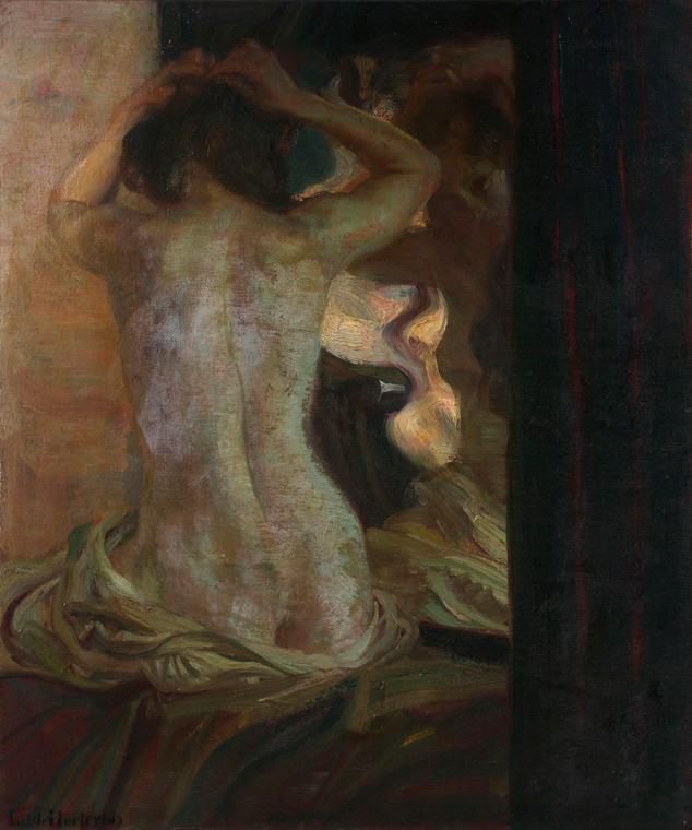 Ludwig von Herterich, Der Spiegel, um 1900, Öl auf Leinwand, 111 x 92,5 cm, Belvedere, Wien, In…