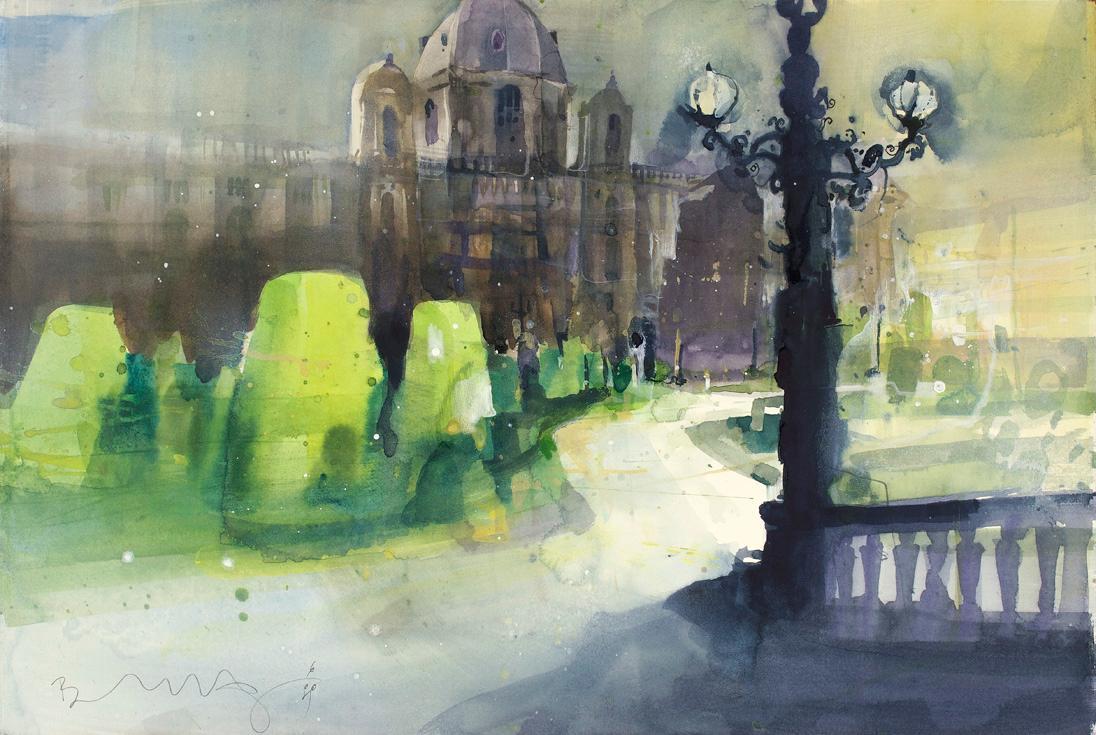 Bernhard Vogel, Wien Kunsthistorisches Museum, 1999, Aquarell auf Papier, 38 × 57,5 cm, Belvede…