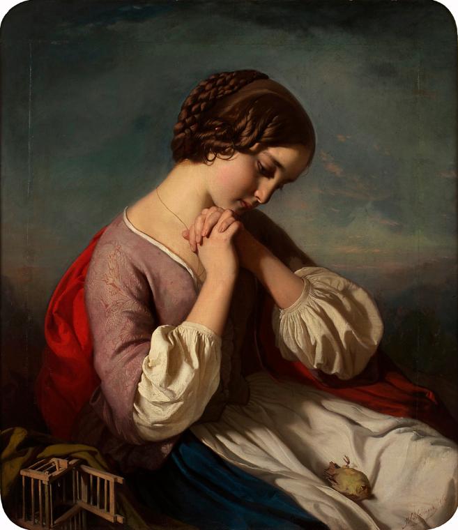 Heinrich Schlesinger, Mädchen mit totem Vogel, 1890, Öl auf Leinwand, 86 x 74 cm, Belvedere, Wi…