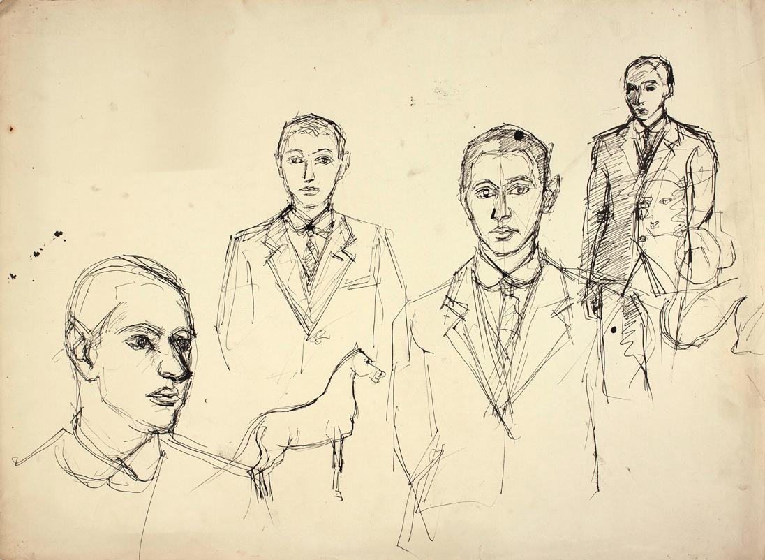 Herbert Boeckl, Studie zum Bildnis Christian M. Nebehay, um 1929, Federzeichnung, 48,8 x 66,2 c…