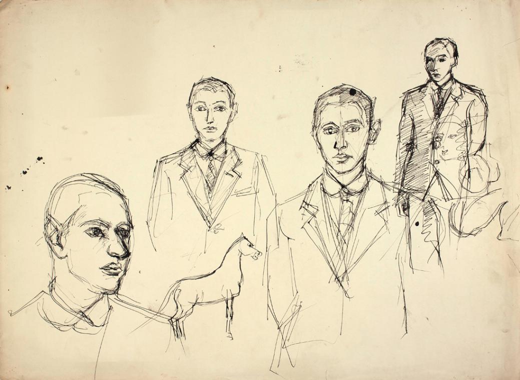 Herbert Boeckl, Studie zum Bildnis Christian M. Nebehay, um 1929, Federzeichnung, 48,8 x 66,2 c…