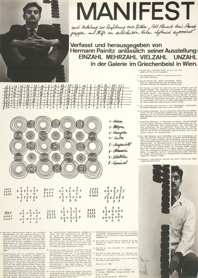 Hermann Painitz, Manifest und Anleitung zur Ausführung eines Bildes, 1966, Druckgrafik, gerahmt…