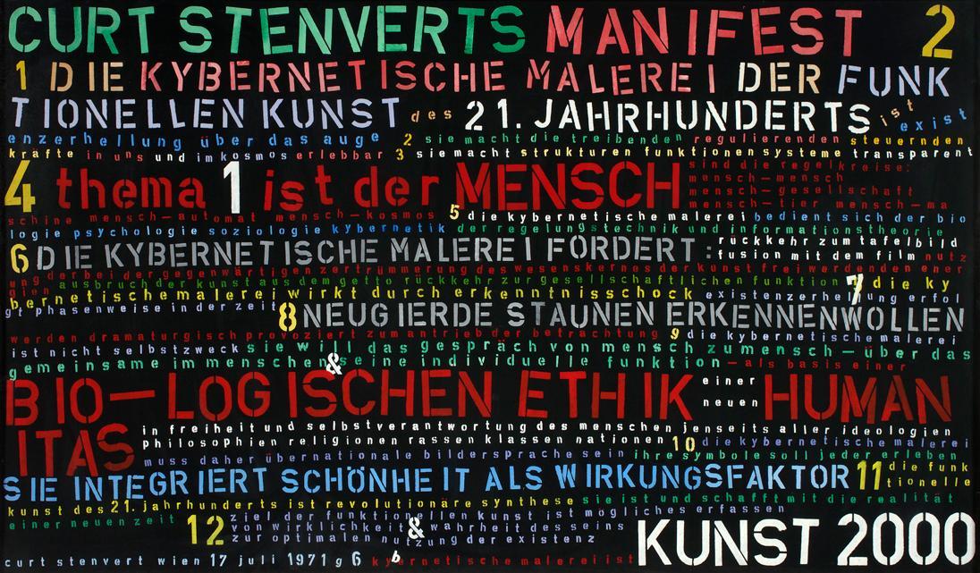 Curt Stenvert, Das Manifest 2, 1971, Gouache und Kunstharzlack auf Holz, 178 x 105 cm, Belveder…
