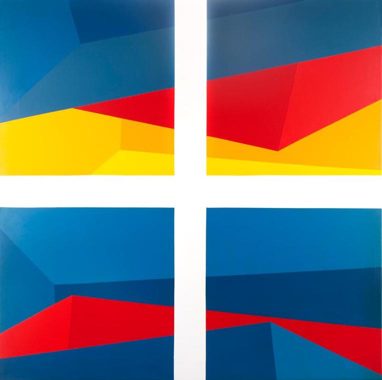 Roland Goeschl, Bild, 1973, Kunstharz auf Kunststoff, 120 × 120 cm, Belvedere, Wien, Inv.-Nr. 1…