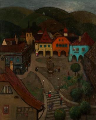 Richard Teschner, Kleine Stadt, 1903, Öl auf Leinwand, 71 x 58 cm, Belvedere, Wien, Inv.-Nr. 10…