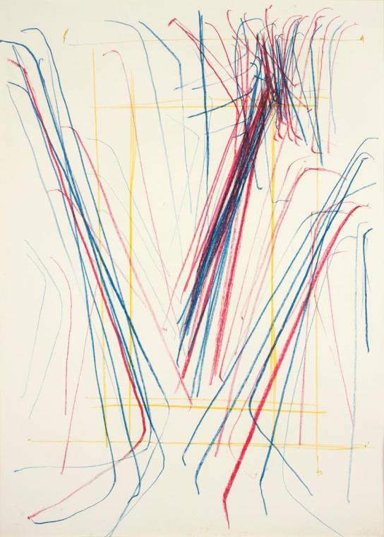 Roland Goeschl, Ohne Titel, 1966, Buntstift auf Papier, 95 x 71 cm, Belvedere, Wien, Inv.-Nr. 1…