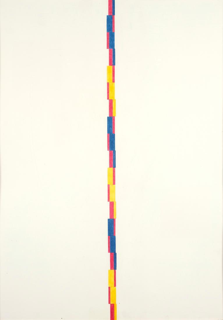 Roland Goeschl, Säule, um 1974, Buntstift auf Papier, 98,5 × 69,5 cm, Belvedere, Wien, Inv.-Nr. ...