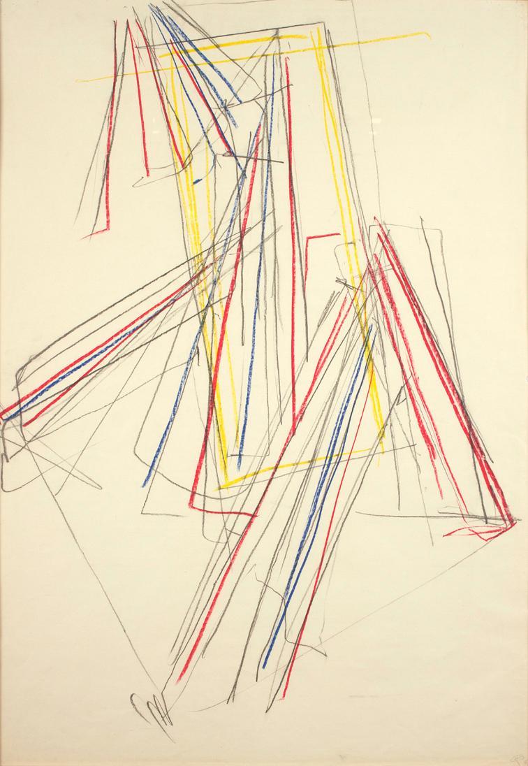 Roland Goeschl, Ohne Titel, 1965, Buntstift auf Papier, 100 x 69,5 cm, Belvedere, Wien, Inv.-Nr…