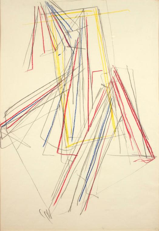 Roland Goeschl, Ohne Titel, 1965, Buntstift auf Papier, 100 x 69,5 cm, Belvedere, Wien, Inv.-Nr…