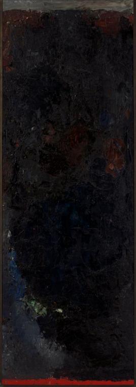 Uta Peyrer-Prantl, Ohne Titel, um 1965, Öl auf Leinwand, 120 x 41 x 0,7 cm, Dauerleihgabe Tobia ...