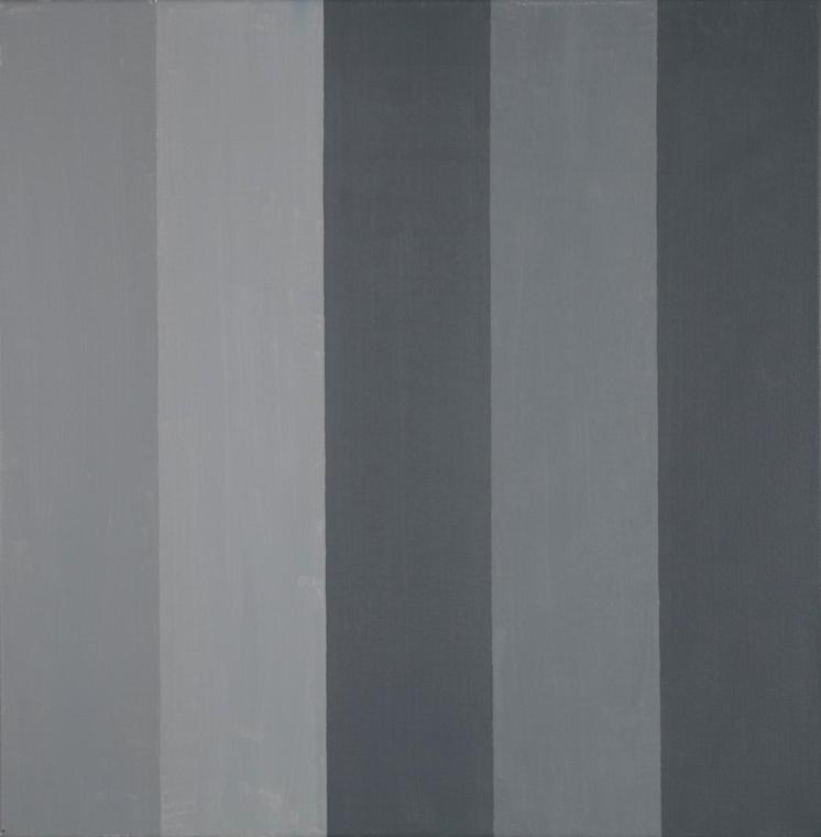 Heimo Zobernig, Ohne Titel (Diptychon), 1989, Öl auf Leinwand, 50 x 50 x 2 cm, 2011 Dauerleihga…