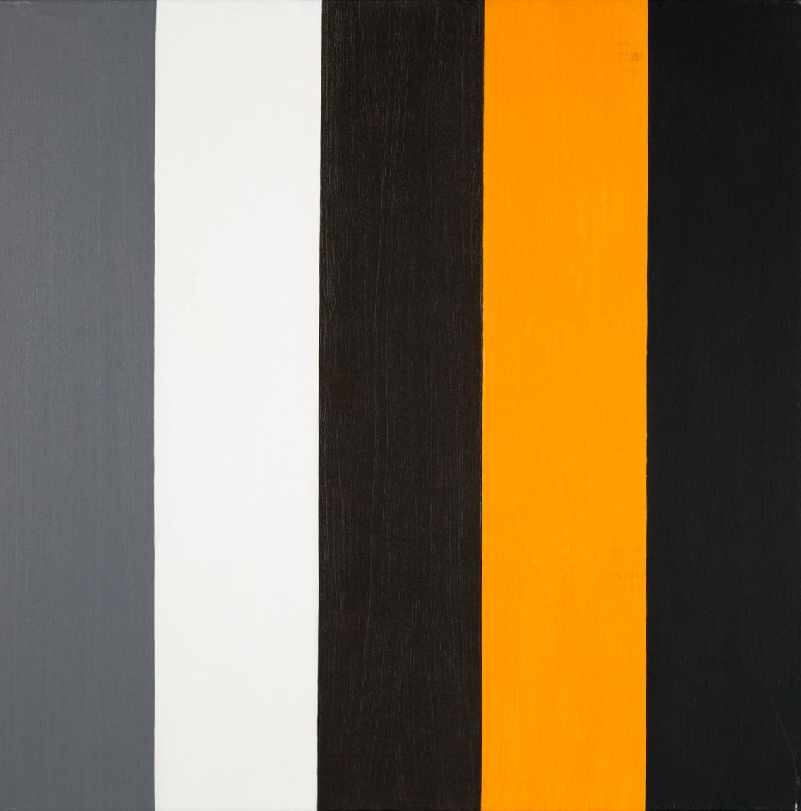 Heimo Zobernig, Ohne Titel (Diptychon), 1989, Öl auf Leinwand, 50 x 50 x 2 cm, 2011 Dauerleihga…