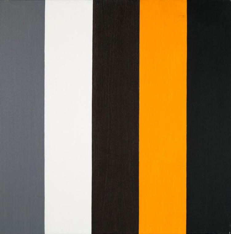 Heimo Zobernig, Ohne Titel (Diptychon), 1989, Öl auf Leinwand, 50 x 50 x 2 cm, 2011 Dauerleihga…