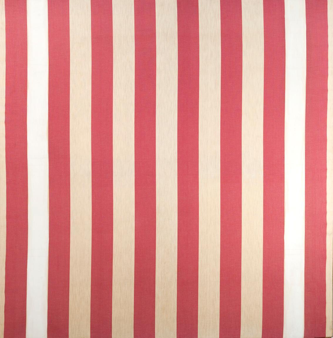 Daniel Buren, Fiche technique, 1972, Acryl auf rotem und weißem Gewebe, 142 x 137,5 cm, Dauerle ...