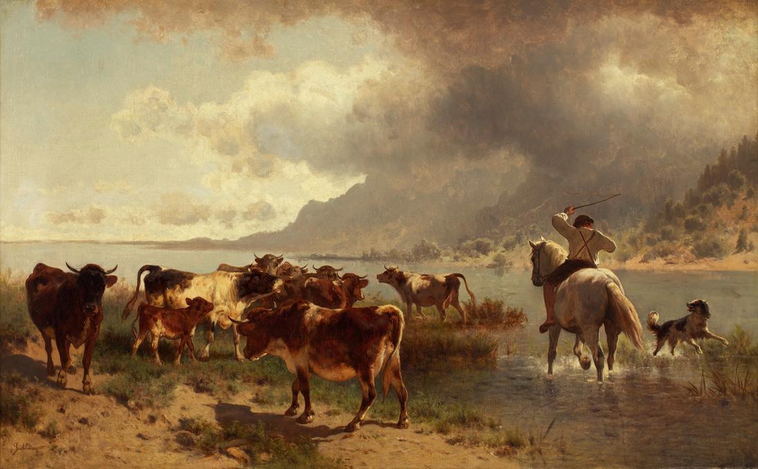 Conrad Bühlmayer, Rinderherde an einem Seeufer, um 1881, Öl auf Leinwand, 52 x 85 cm, Belvedere…