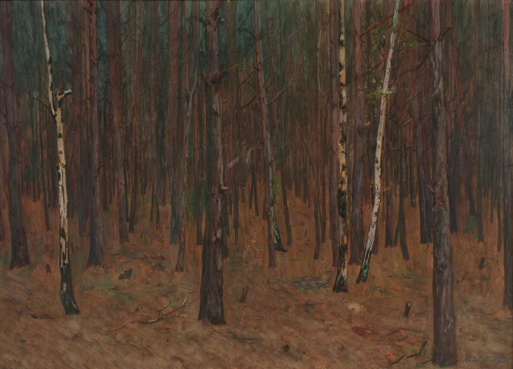 Hans Tichy, Waldinneres, um 1899, Tempera auf Karton, 50 x 70 cm, Belvedere, Wien, Inv.-Nr. 359