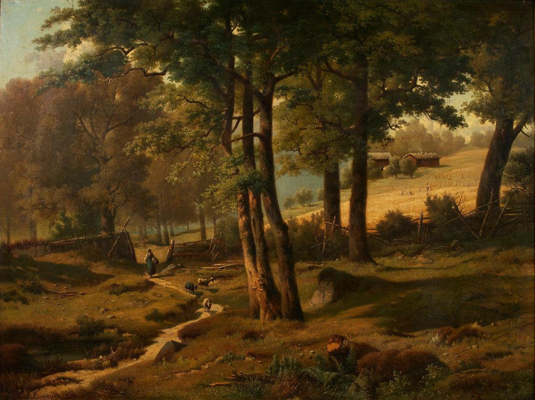 Paul Korzineck, Motiv vom Hintersee bei Berchtesgaden, 1864 (?), Öl auf Leinwand, 95 × 127 cm, …