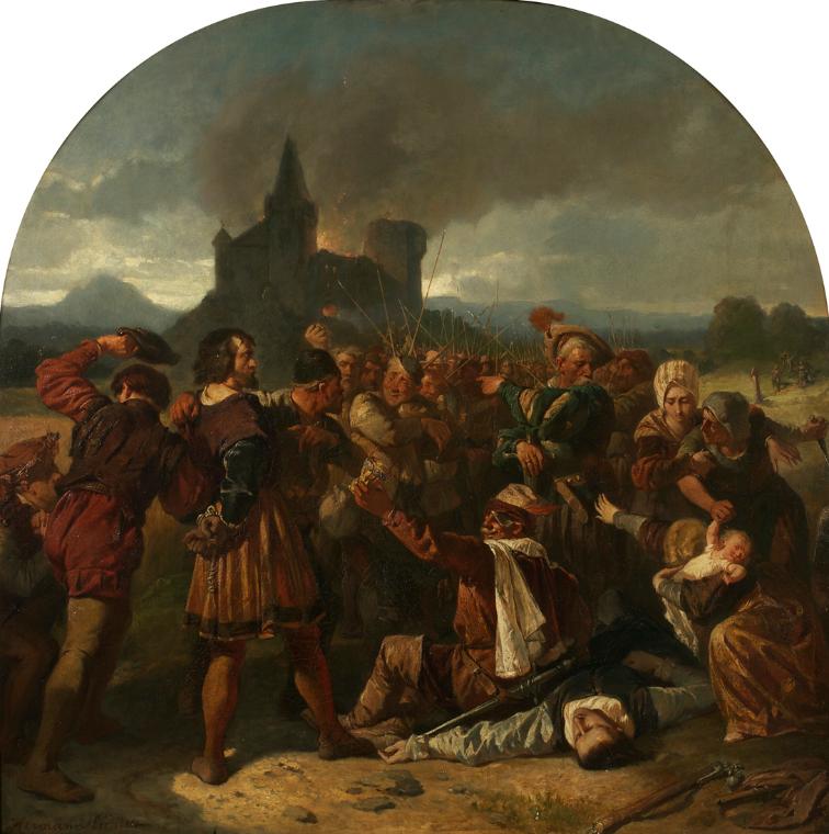 Hermann Eichler, Episode aus dem deutschen Bauernkrieg (Graf Helfenstein am Fuße seiner brennen…