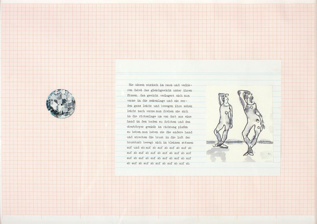Carola Dertnig, Ohne Titel (Nr. 19), 2008, Zeichnung, Collage auf Papier, 19,5 x 41,5 cm, Belve…