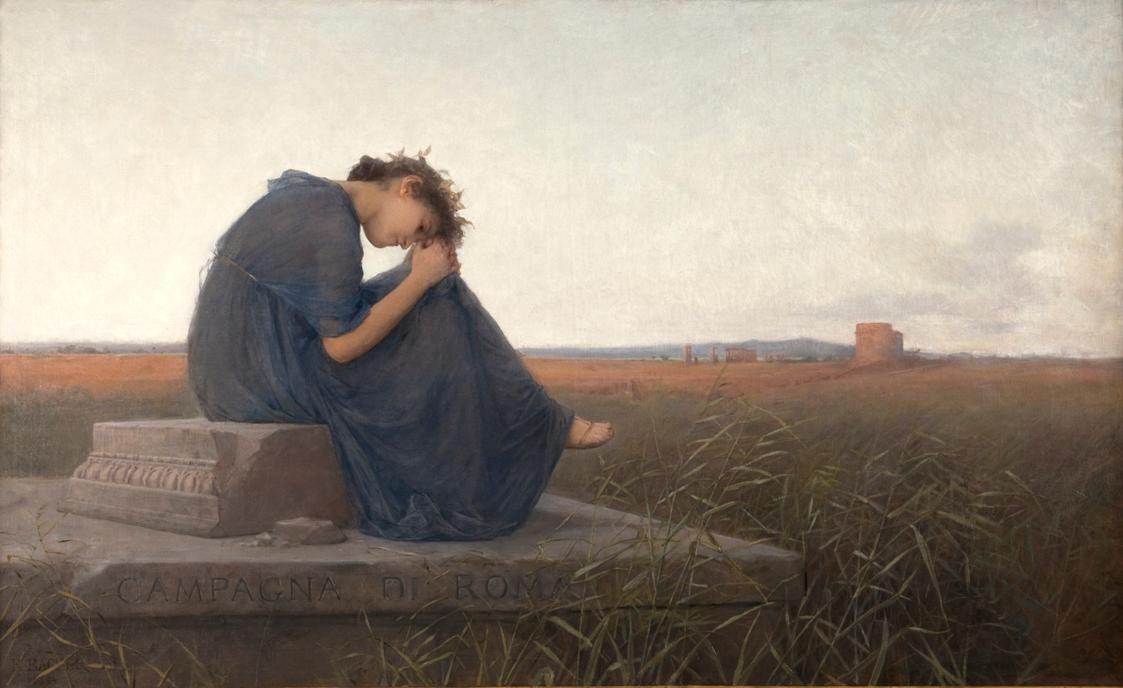 Rudolf Bacher, Campagna di Roma. Grabmal der Caecilia Metella, 1894, Öl auf Leinwand, Rahmenmaß…