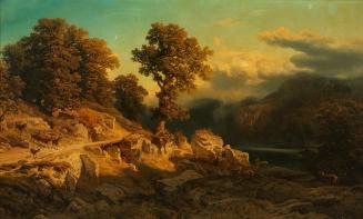 August Schaeffer von Wienwald, Herbstlandschaft, vor 1868, Öl auf Leinwand, 129 x 213 cm, Belve…