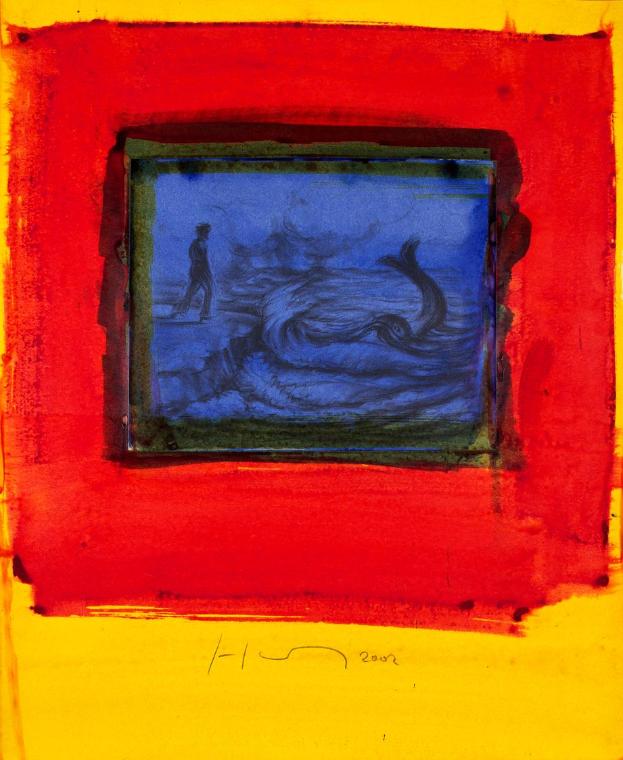 Richard Dreyer, Von den Fischer und siine Fru, 2002, Wasserfarbe auf Kreidelithografie auf Papi…