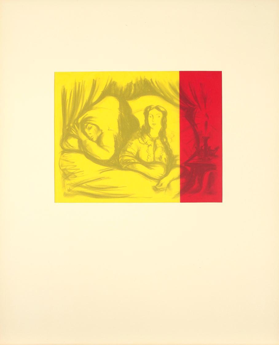 Richard Dreyer, Von den Fischer und siine Fru, 2002, Kreidelithografie auf Papier, mit Farbfoli…
