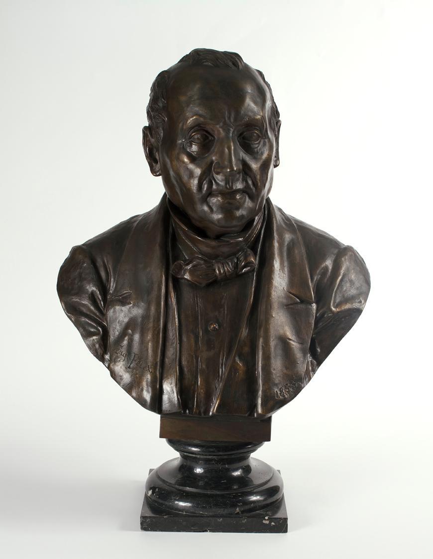 Eugen Felix, Der Maler Ferdinand Georg Waldmüller, 1858, Bronze auf Marmorsockel, H: 55 cm, Bel…