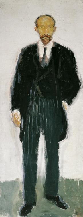 Richard Gerstl, Porträt Prof. Ernst Diez, vor dem Sommer 1907, Öl auf Leinwand, 184 x 74 cm, Be…