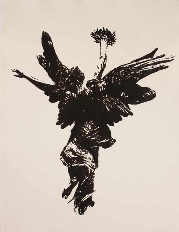 Nick Oberthaler, Nike, 2004, Tusche auf Büttenpapier, 65 × 50,5 cm, Belvedere, Wien, Inv.-Nr. 1…