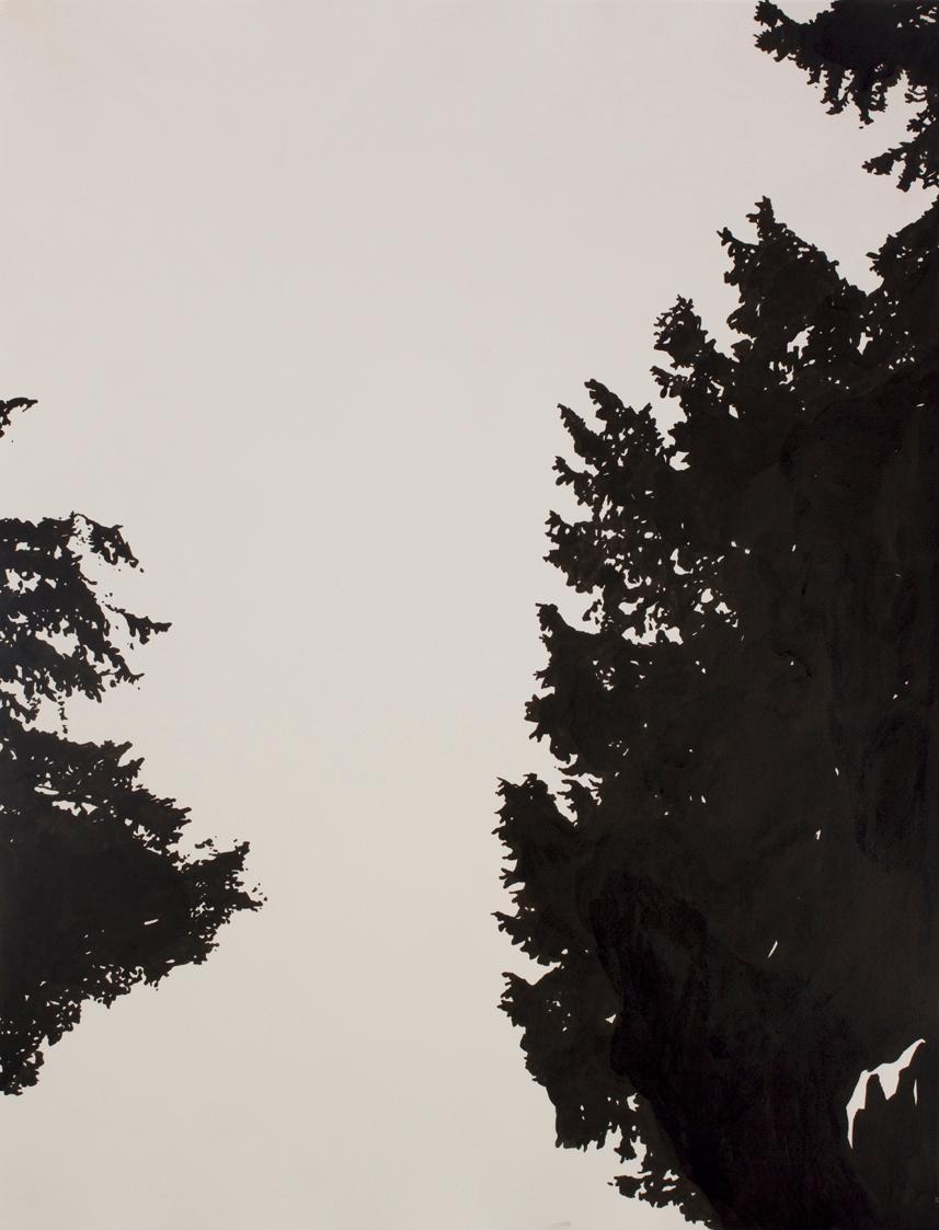Nick Oberthaler, Wald, 2004, Tusche auf Büttenpapier, 65 × 50 cm, Belvedere, Wien, Inv.-Nr. 105…