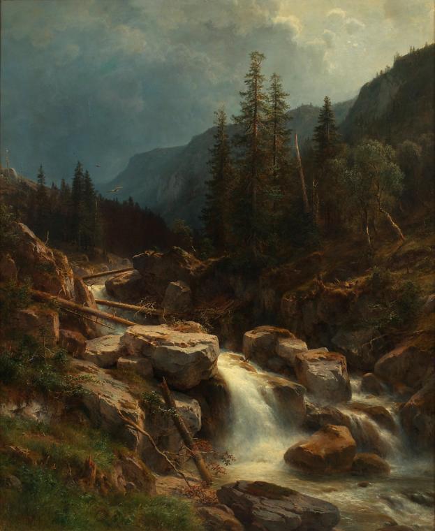 Ludwig Halauska, Gebirge bei aufsteigendem Gewitter, Öl auf Leinwand, 154 x 126 cm, Belvedere, …